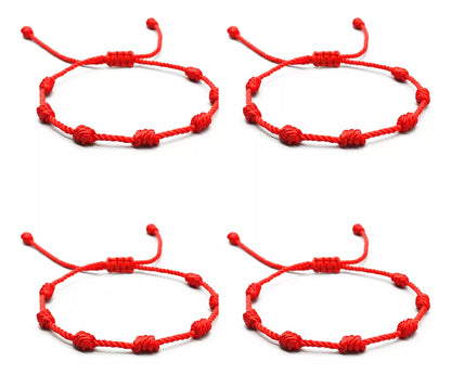Brazalete de los 7 Nudos para Parejas en Hilo Rojo