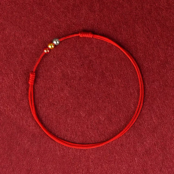 Pulsera Hilo Rojo Tres Oros 18K