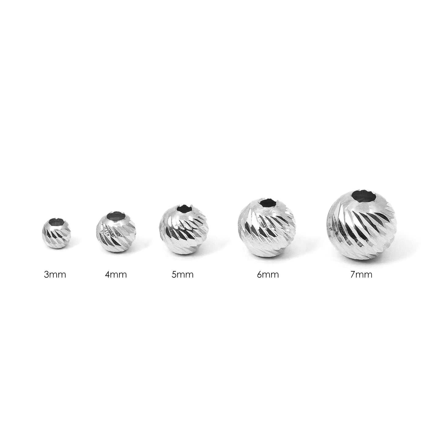 Balín Diamantado Oro Blanco 18k (3–6 mm)