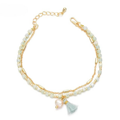 Pulsera de cuentas de cristal cuadradas para mujer