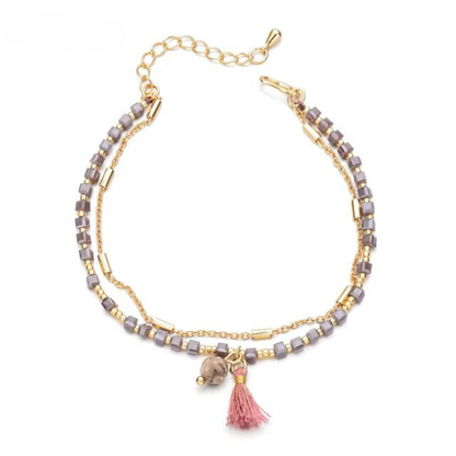 Pulsera de cuentas de cristal cuadradas para mujer