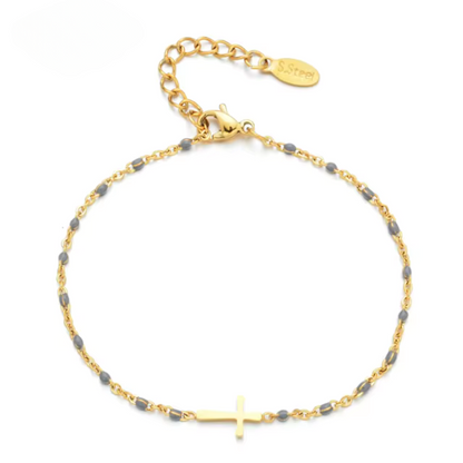 Pulsera en cruz de acero inoxidable para mujer