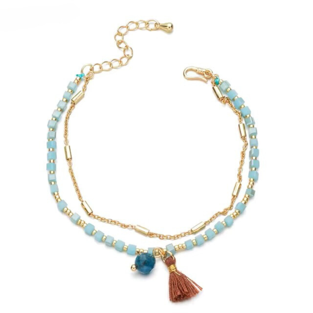 Pulsera de cuentas de cristal cuadradas para mujer