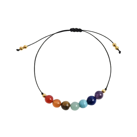 Pulsera 7 Chakras Piedras Naturales Con Oro 3mm 18k Certificado
