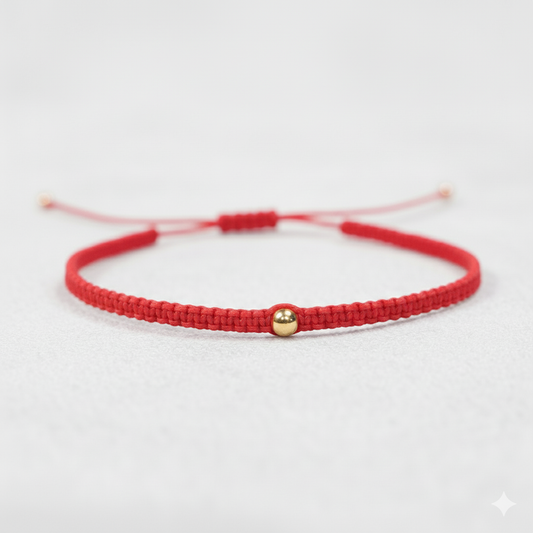 Hilo Rojo Pepita Oro 18k Trenzado
