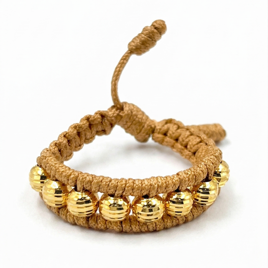 Anillo Tejido Dorado un Carril Central 18k