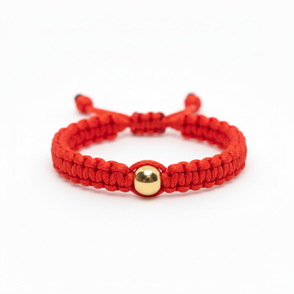 Anillo Tejido Hilo del Destino Pepita de Oro 18K