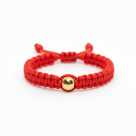 Anillo Tejido Hilo del Destino Pepita de Oro 18K