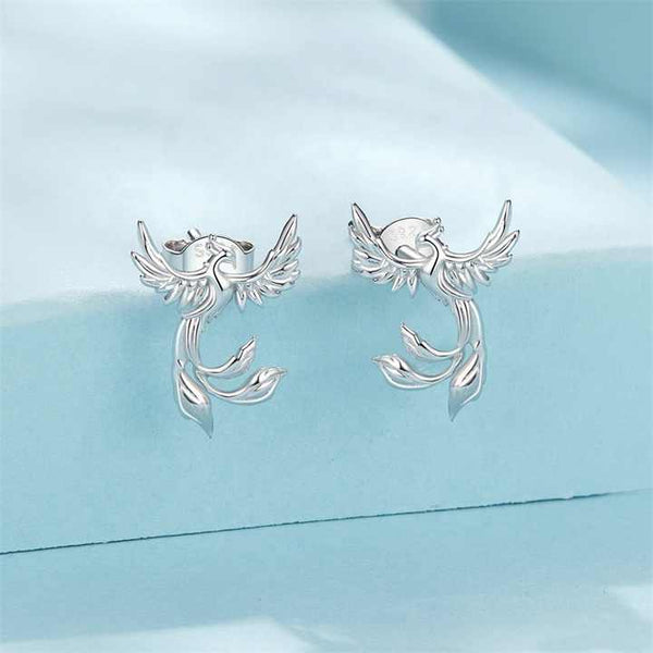 Aretas De Ave Fenix En Plata Ley 925