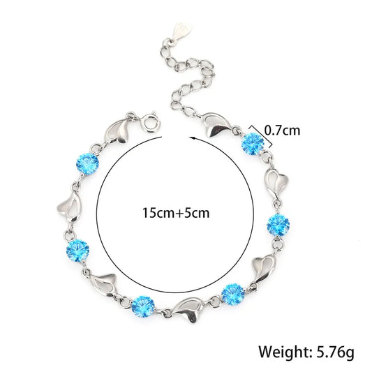 Pulsera de Plata 925 Clásica Corazón del Océano