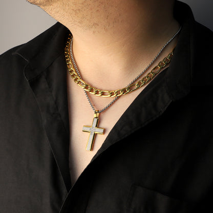 Colgante Cruz En Acero Chapado En Oro (No Se decolora)