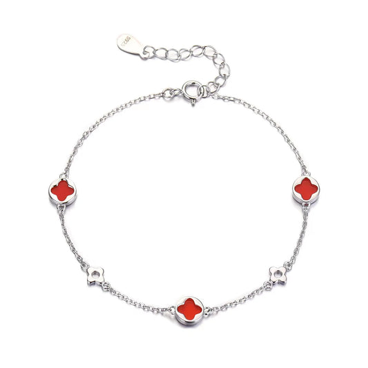 Pulsera de Trébol en Plata de ley Simple, Moderna y Lujosa