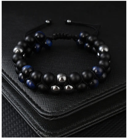 Pulsera doble Onix Mate-Malaquita-Ojo Tigre