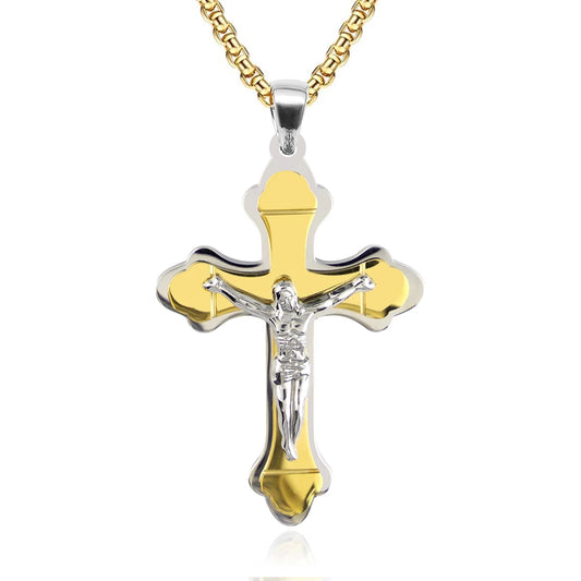 Colgante Cruz En Acero Chapado En Oro (No Se decolora)
