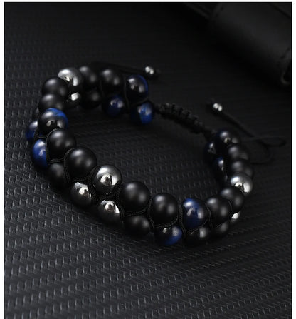 Pulsera doble Onix Mate-Malaquita-Ojo Tigre