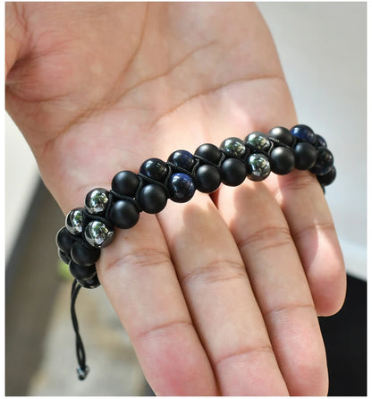Pulsera doble Onix Mate-Malaquita-Ojo Tigre