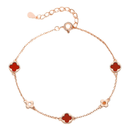 Pulsera de Trébol en Plata de ley Simple, Moderna y Lujosa