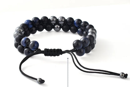 Pulsera doble Onix Mate-Malaquita-Ojo Tigre