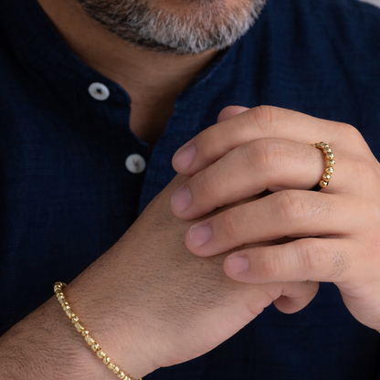 Anillo Tejido lineal Balines 18k