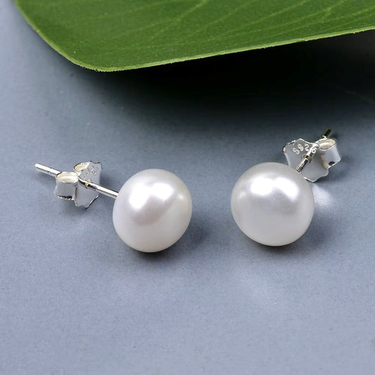 Pendientes De Plata De Ley 925 Con Perlas De Agua Dulce Real