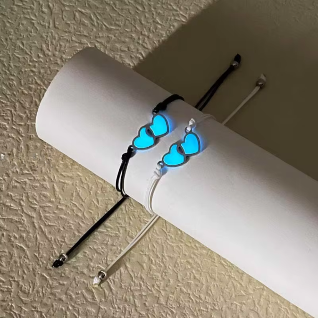 Pulseras de corazones luminosos para parejas