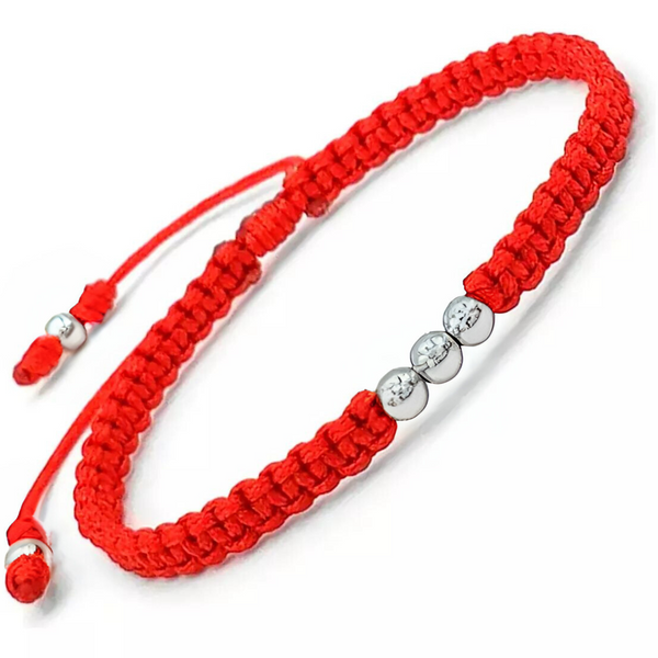 Pulsera Hilo Rojo Plata Real