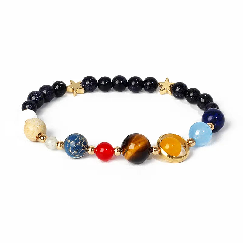 Pulsera Sistema Solar Universo 12 Planetas Cuentas De Piedra