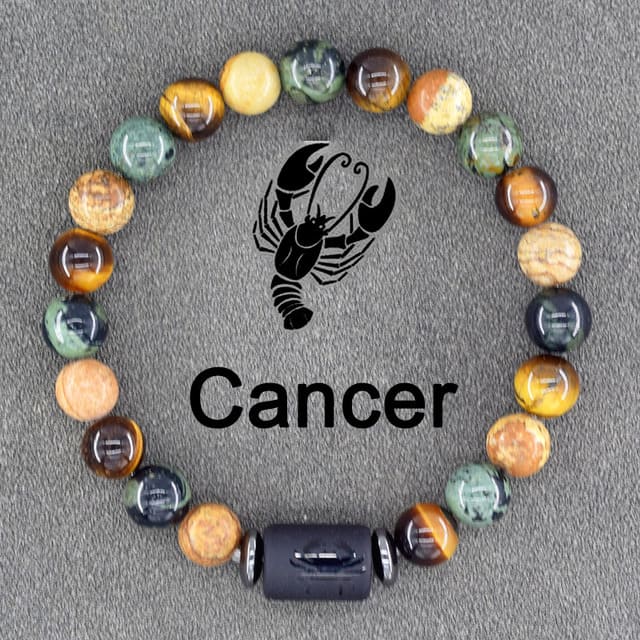 Pulsera Con Signo Zodiacal De Piedras Naturales Ajustable
