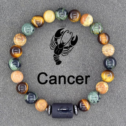 Pulsera Con Signo Zodiacal De Piedras Naturales Ajustable