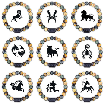 Pulsera Con Signo Zodiacal De Piedras Naturales Ajustable