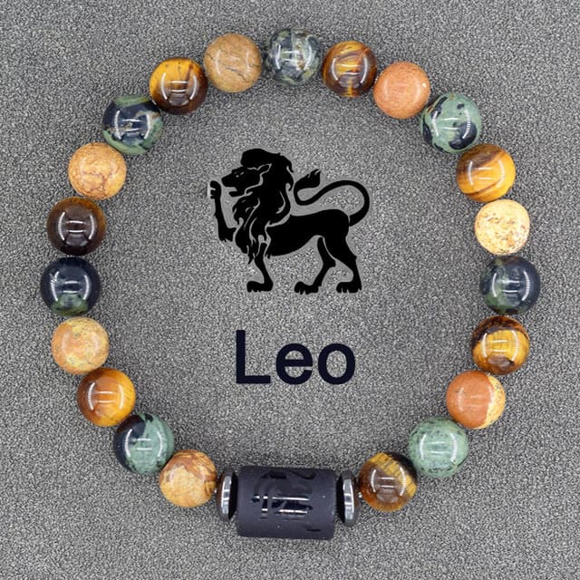 Pulsera Con Signo Zodiacal De Piedras Naturales Ajustable