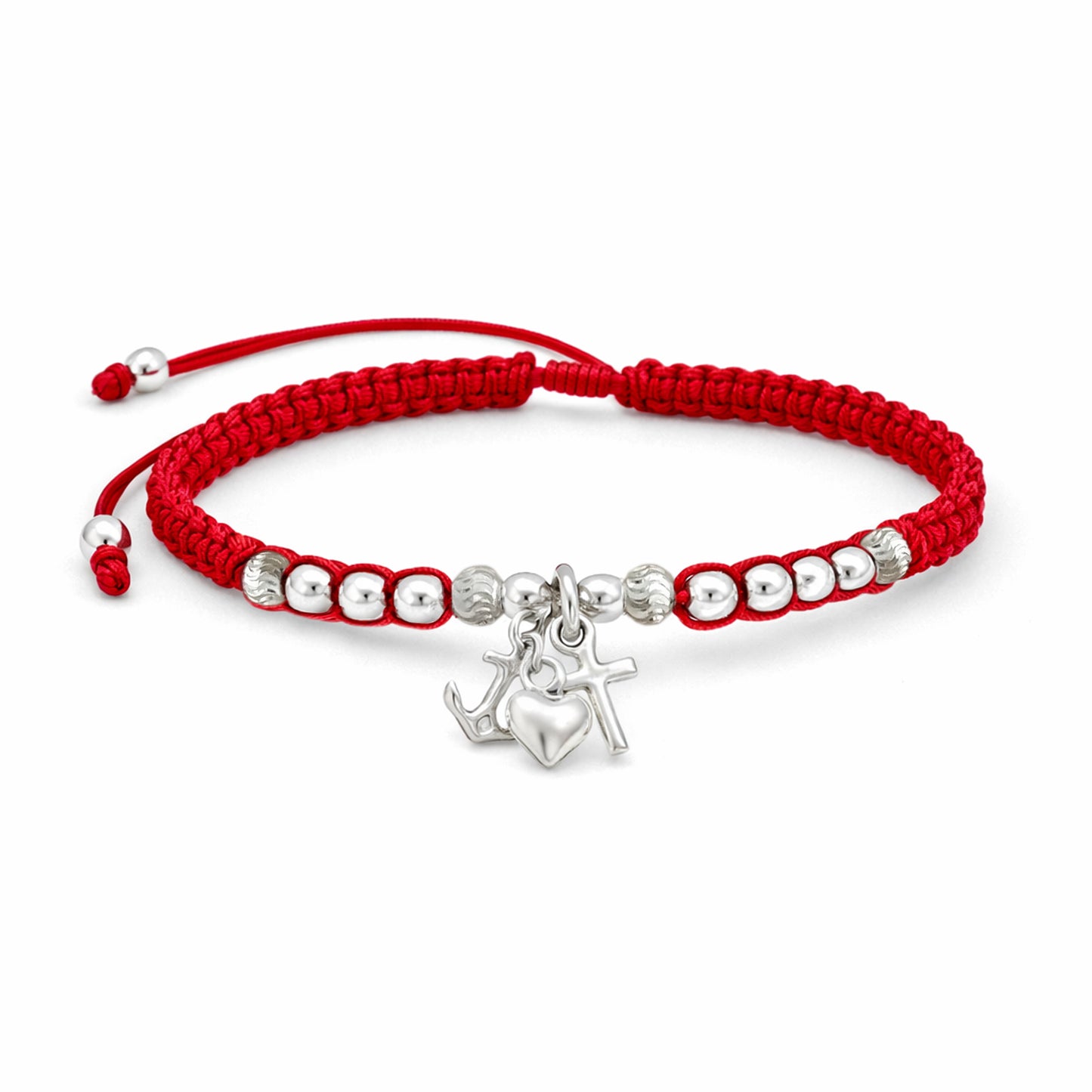 Pulsera Ancla, Corazón y Cruz Plata Esterlina