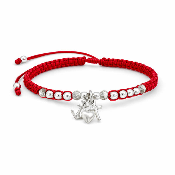 Pulsera Ancla, Corazón y Cruz Plata Esterlina