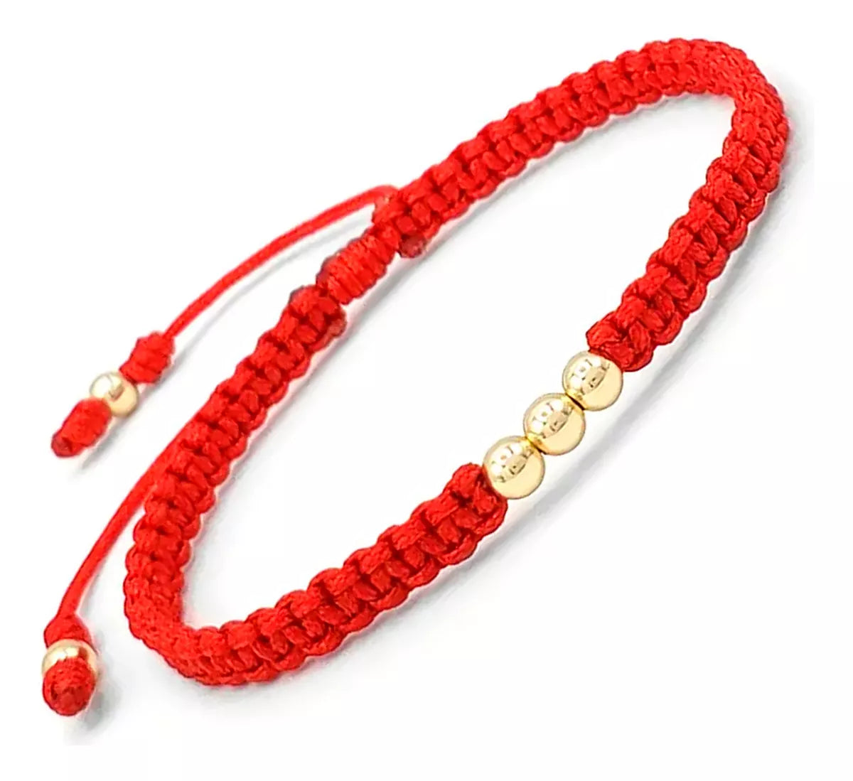 Pulsera 3 Oros Tejida Balines en 18k