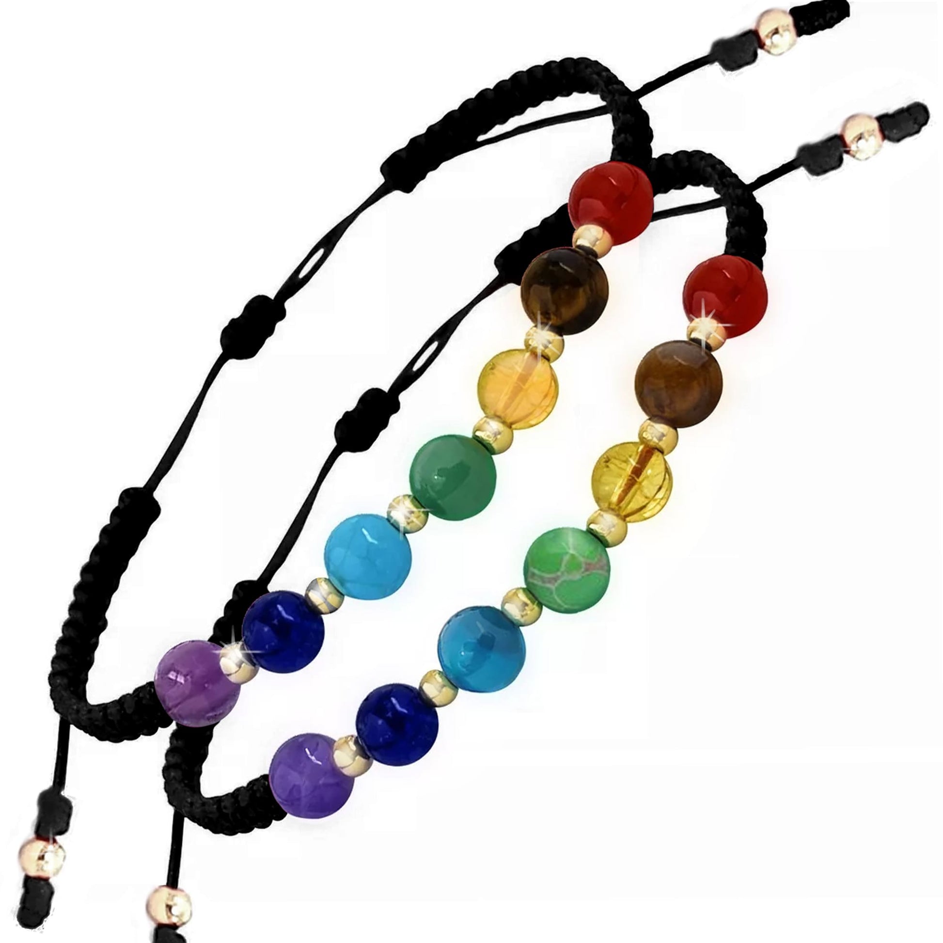 Pulsera 7 chakras en Piedras Naturales y balines de Oro de 18k