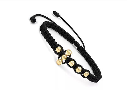 Pulsera de Cruz en Oro 18k Tejido Negro