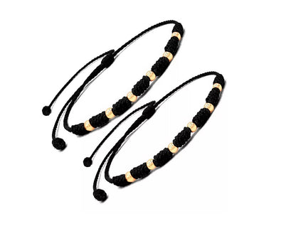 Pulseras para Parejas 7 Nudos en Oro 18k Negra