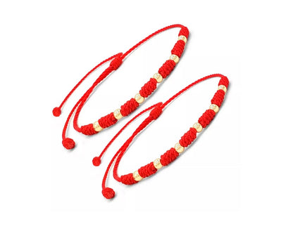 Pulseras para Parejas 7 Nudos en Oro 18k roja