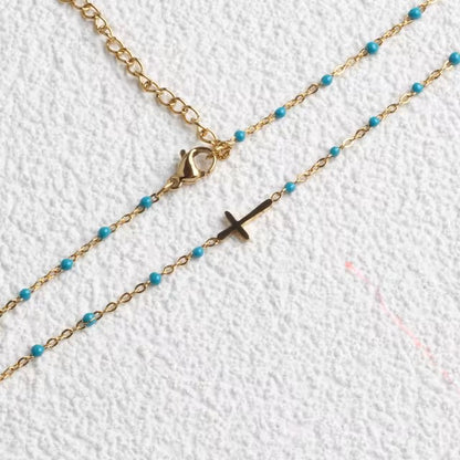 Collar gargantilla con colgante de Cruz en acero inoxidable