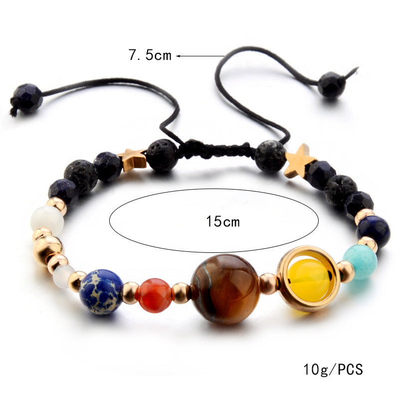Pulsera Sistema Solar Universo 12 Planetas Cuentas De Piedra