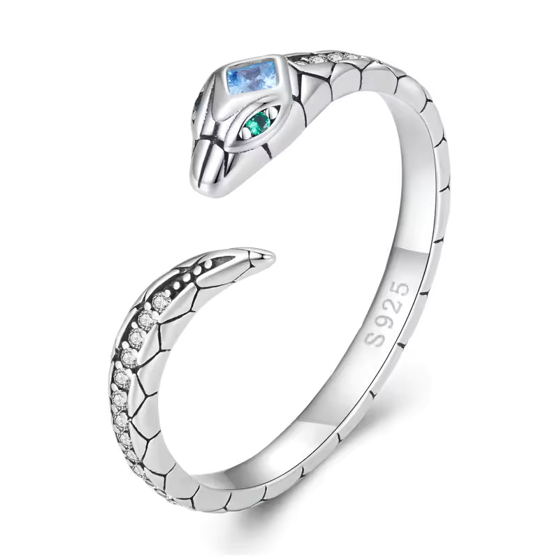 Anillo de Plata Ley de Serpiente con Circones