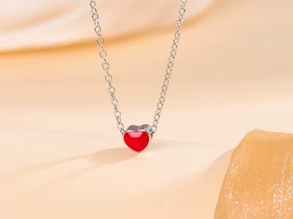 Collar De Hermoso Corazon Rojo Plata Certificada