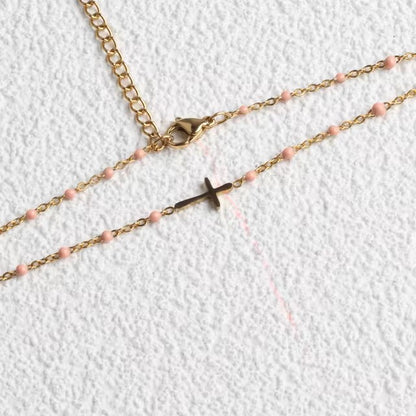 Collar gargantilla con colgante de Cruz en acero inoxidable