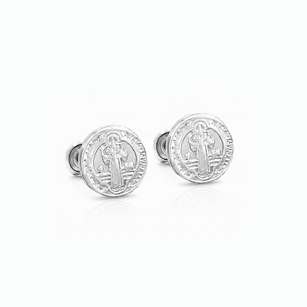 Aretes de San Benito en Plata Italiana