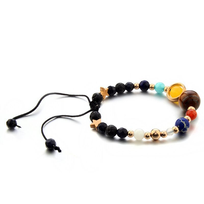 Pulsera Sistema Solar Universo 12 Planetas Cuentas De Piedra