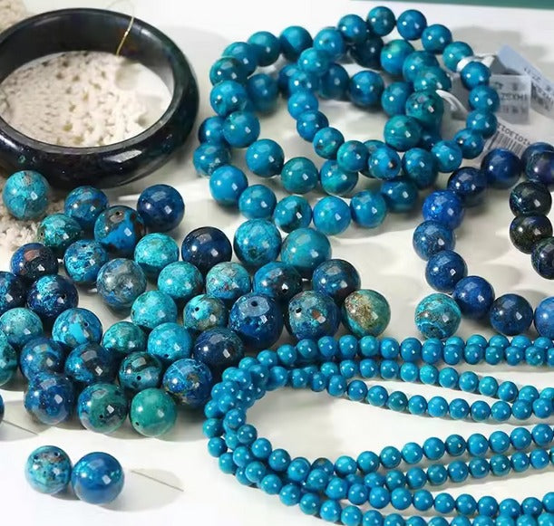 Pulsera De Piedra Natural Azurita (piedra De La Salud)