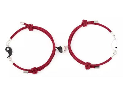 Pulsera Ying-yang Para Pareja De Cordón + Corazón Magnético