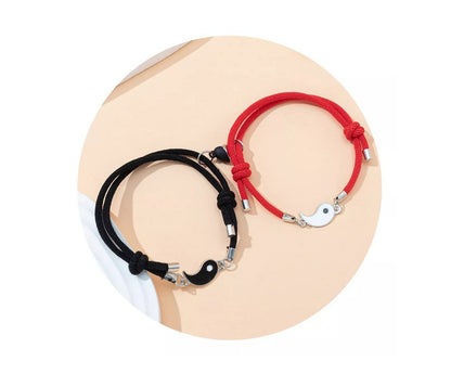 Pulsera Ying-yang Para Pareja De Cordón + Corazón Magnético