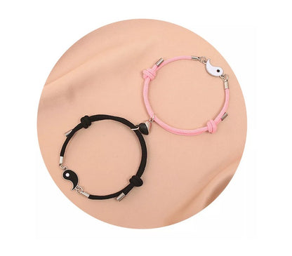 Pulsera Ying-yang Para Pareja De Cordón + Corazón Magnético
