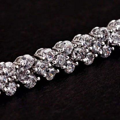 Pulsera Bañada En Plata Estilo Romana Con Cristales De Dama